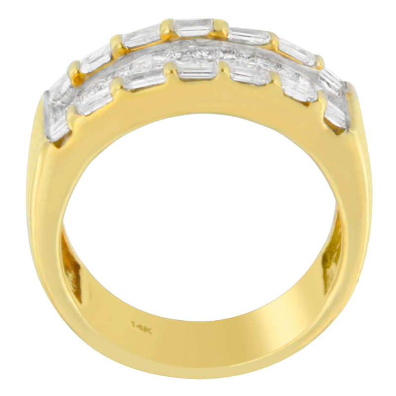 14K Yellow Gold 1ct TDW Princess and Baguette-cut Diamond Ring (H-I I1-I2)