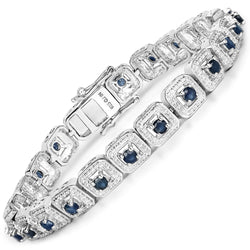 2.88 Carat Genuine Blue Sapphire .925 Sterling Silver Bracelet