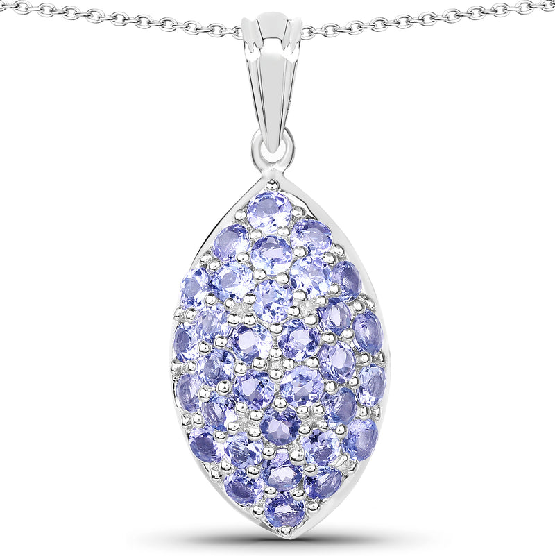 3.20 Carat Genuine Tanzanite .925 Sterling Silver Pendant