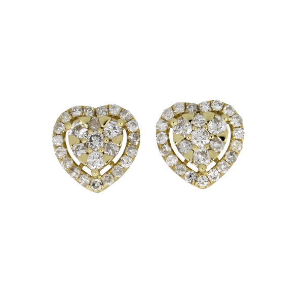 Genuine 2.17ct Diamond Heart Earrings 14KT Yellow Gold