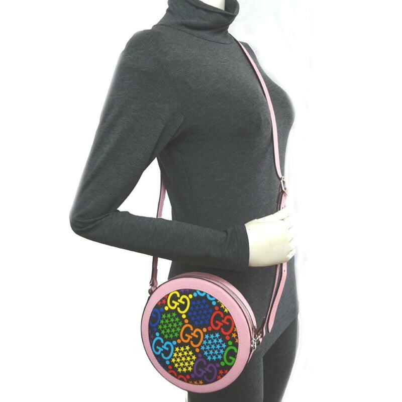 Gucci GG Psychedelic Round Shoulder 2020 Capsule Collection Ladies Bag 603938 PVC Black Pink Multi