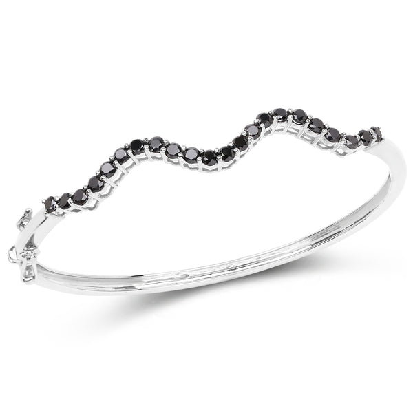 2.31 Carat Genuine Black Diamond .925 Sterling Silver Bangle