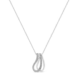 .925 Sterling Silver Pave-Set Diamond Accent Double Curve 18" Pendant Necklace (I-J Color, I1-I2 Clarity)