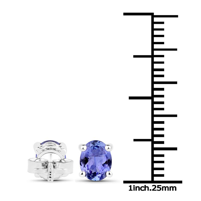 0.66 Carat Genuine Tanzanite 14K White Gold Earrings