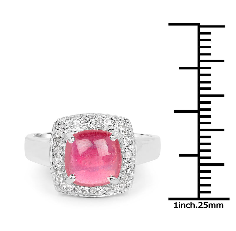 3.31 Carat Glass Filled Ruby and White Topaz .925 Sterling Silver Ring
