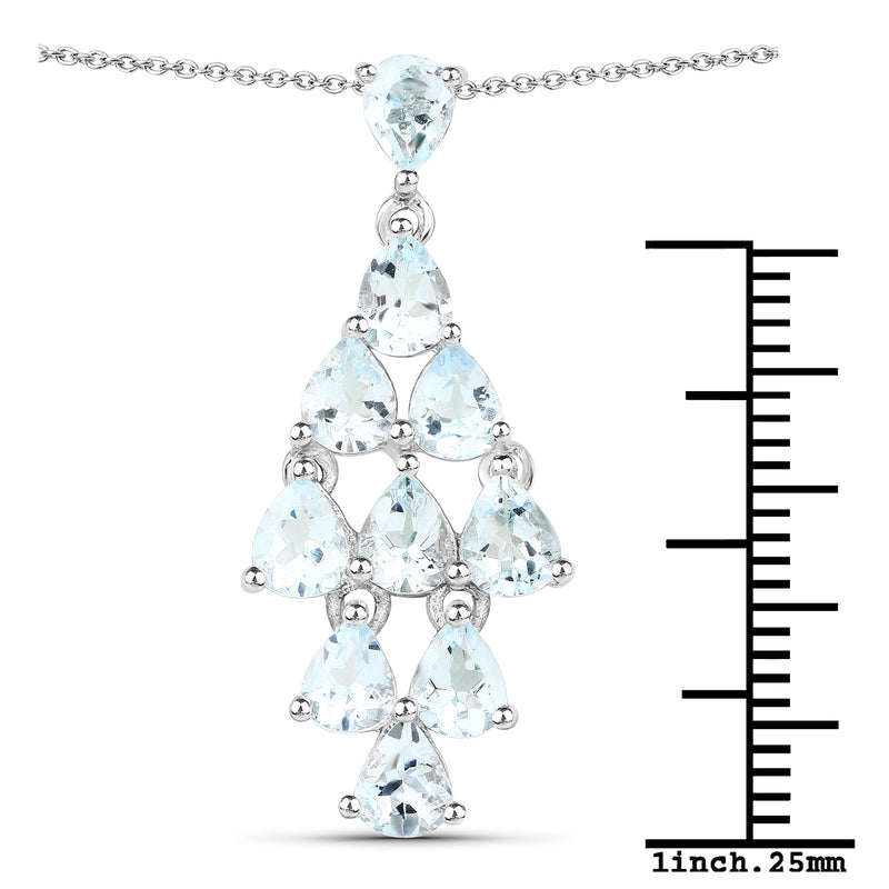 2.20 Carat Genuine Aquamarine .925 Sterling Silver Pendant