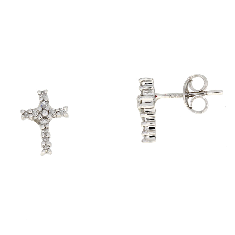 Genuine .04ct Diamond Cross Earrings 10KT White Gold