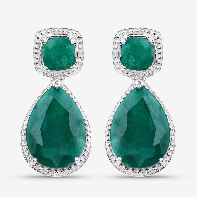 26.00 Carat Dyed Emerald .925 Sterling Silver Earrings