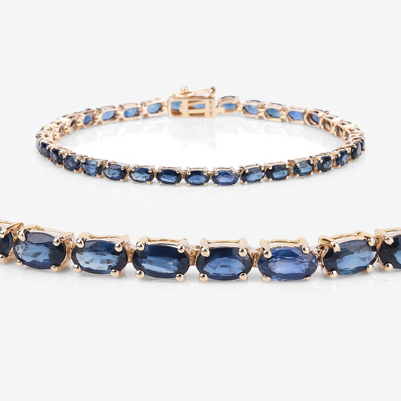 7.48 Carat Genuine Blue Sapphire 14K Yellow Gold Bracelet