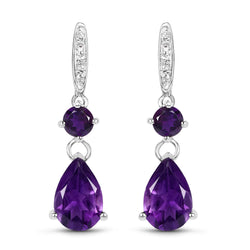 6.00 Carat Genuine Amethyst & White Topaz .925 Sterling Silver Earrings