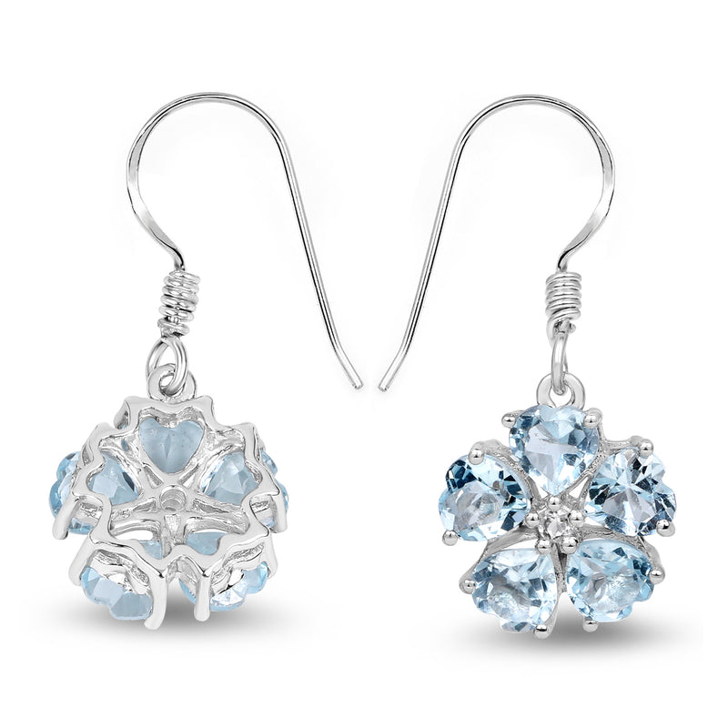 5.08 Carat Genuine Blue Topaz and White Topaz .925 Sterling Silver Earrings