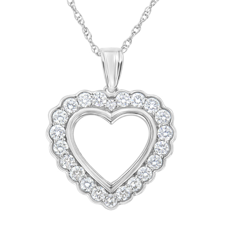 .925 Sterling SIlver 1 cttw Lab Grown Diamond Heart Pendant Necklace (F-G Color, VS2-SI1 Clarity)