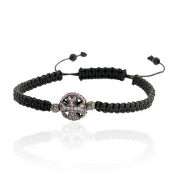 Pave Diamond & Sapphire Macrame Bracelet 925 Sterling Silver Jewelry Gift