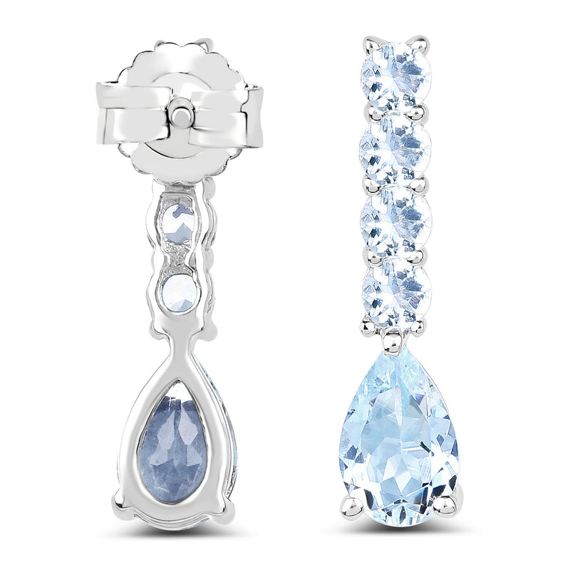 2.40 Carat Genuine Aquamarine .925 Sterling Silver Earrings