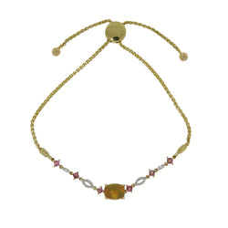 .48ct Opal Tourmaline Bolo Brac 10KT Yellow Gold