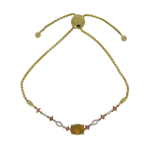 .48ct Opal Tourmaline Bolo Brac 10KT Yellow Gold