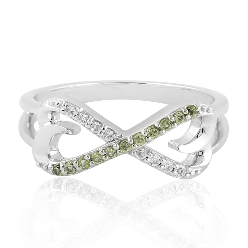 Green Peridot & Topaz Cross Band Ring 925 Sterling Silver Jewelry