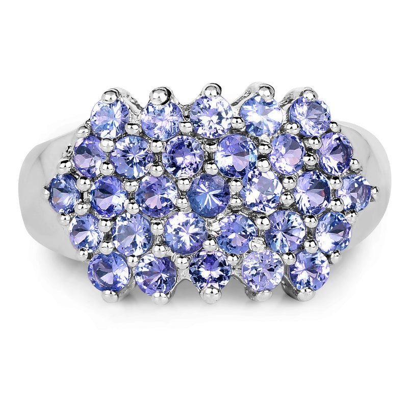 2.03 Carat Genuine Tanzanite .925 Sterling Silver Ring