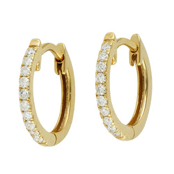 0.12ct Natural Diamond Huggie Earrings 18k Yellow Gold Jewelry