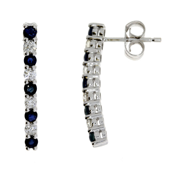 .55ct Sapphire Diamond Stick Earrings 10KT White Gold