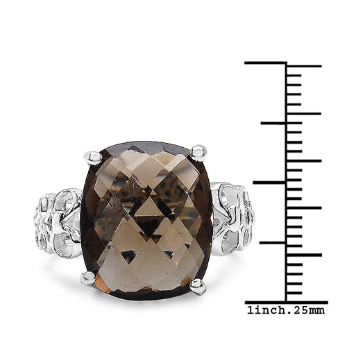 6.45 Carat Genuine Smoky Quartz .925 Sterling Silver Ring