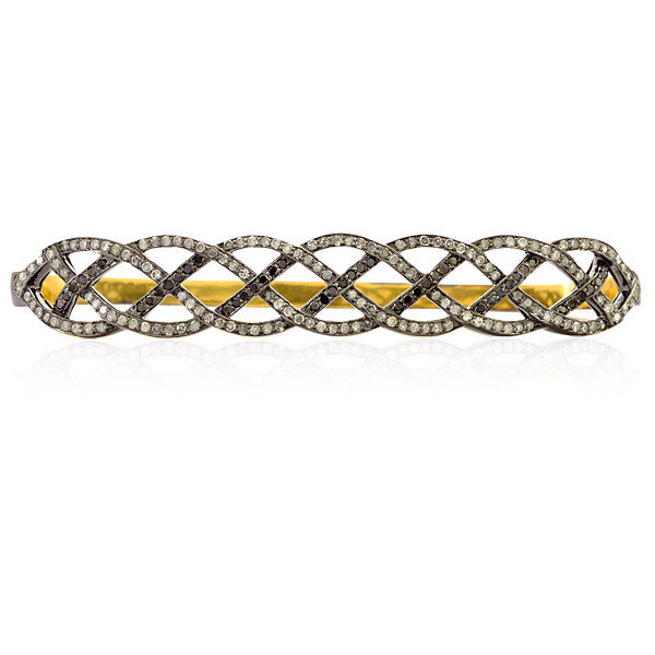 Pave Diamond 18k Gold Stylish Look Palm Bracelet Sterling Silver Jewelry