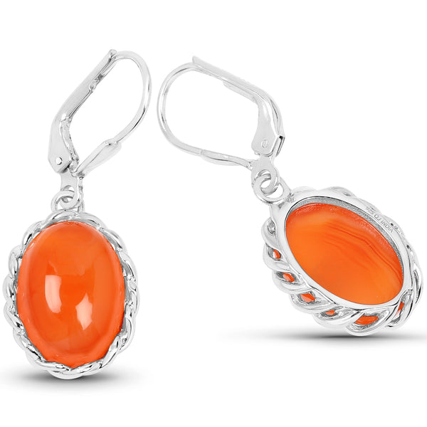 11.16 Carat Genuine Carnelian .925 Sterling Silver Earrings