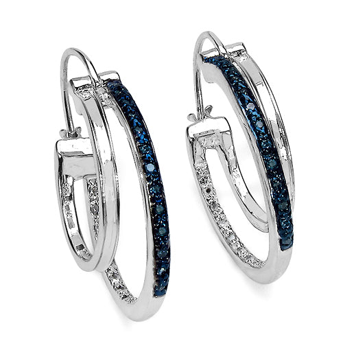 0.34 ct. t.w. Blue and White Diamond Earrings in Sterling Silver