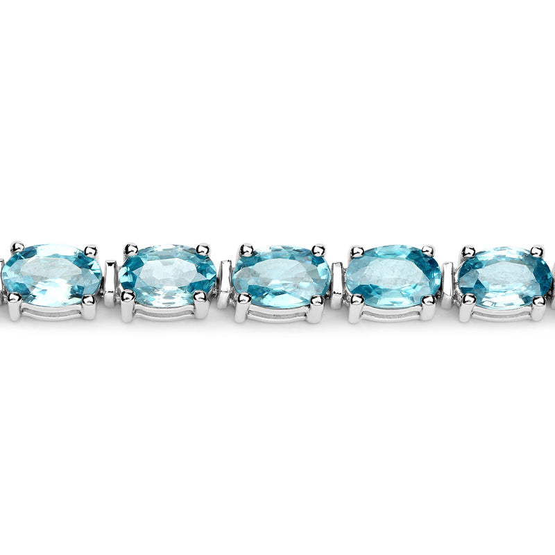 14.30 Carat Genuine Blue Zircon .925 Sterling Silver Bracelet