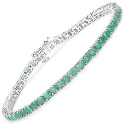 5.50 Carat Genuine Emerald .925 Sterling Silver Bracelet