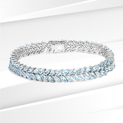 15.04 Carat Genuine Blue Topaz .925 Sterling Silver Bracelet