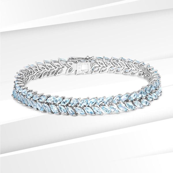 15.04 Carat Genuine Blue Topaz .925 Sterling Silver Bracelet