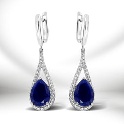 4.59 Carat Genuine Blue Aventurine .925 Sterling Silver Earrings