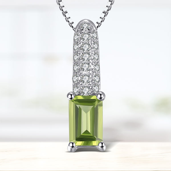 Sterling Silver Peridot Pendant Necklace for Women