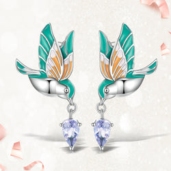 925 Sterling Silver Kingfisher Stud Earrings for Women