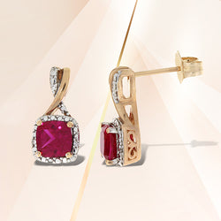 .87ct Created Ruby Diamond Earrings 10KT Rose Gold