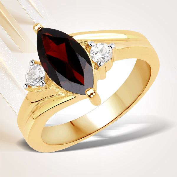 2.25 Carat Genuine Garnet and White Topaz .925 Sterling Silver Ring