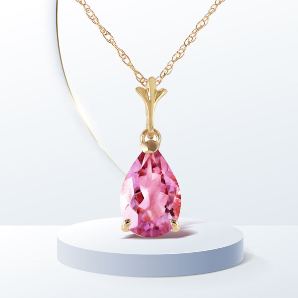 1.5 Carat 14K Solid Yellow Gold Chanting Love Pink Topaz Necklace