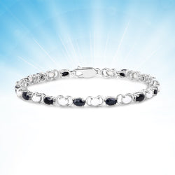 6.11 Carat Genuine Opal and Black Sapphire .925 Sterling Silver Bracelet