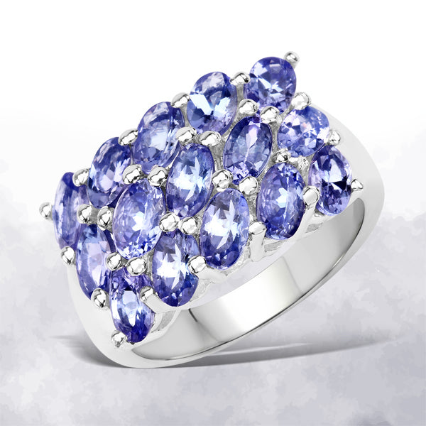 3.75 Carat Genuine Tanzanite .925 Sterling Silver Ring