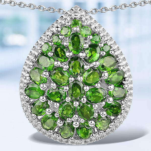 4.65 Carat Genuine Chrome Diopside .925 Sterling Silver Pendant