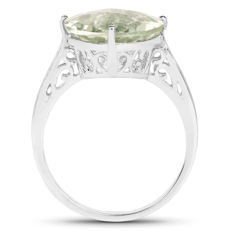 5.55 Carat Genuine Green Amethyst .925 Sterling Silver Ring
