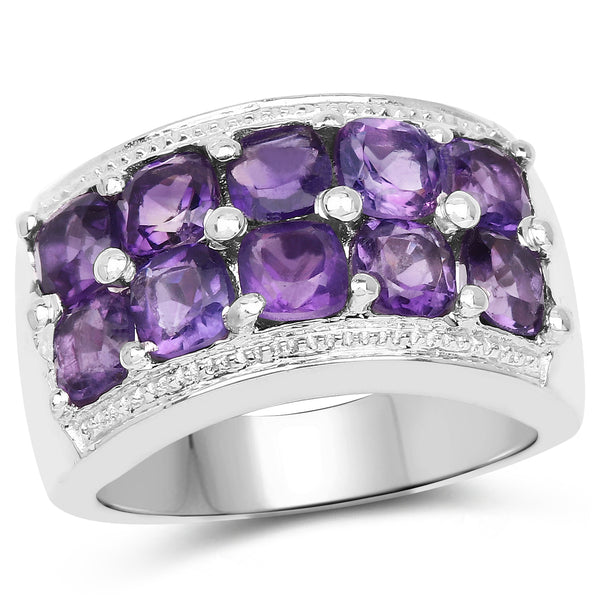 2.80 Carat Genuine Amethyst .925 Sterling Silver Ring