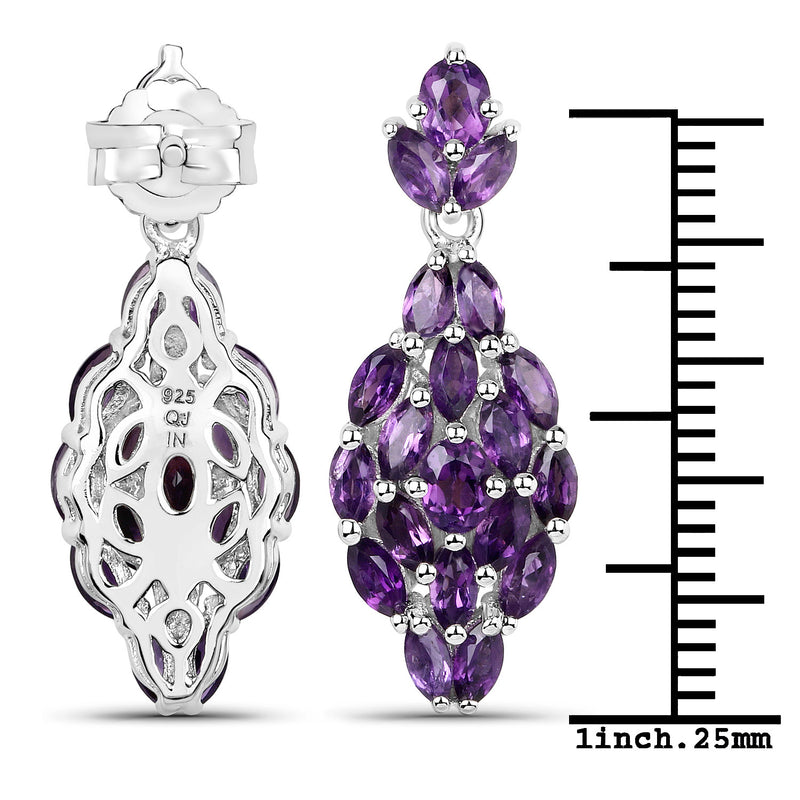 3.16 Carat Genuine Amethyst .925 Sterling Silver Earrings