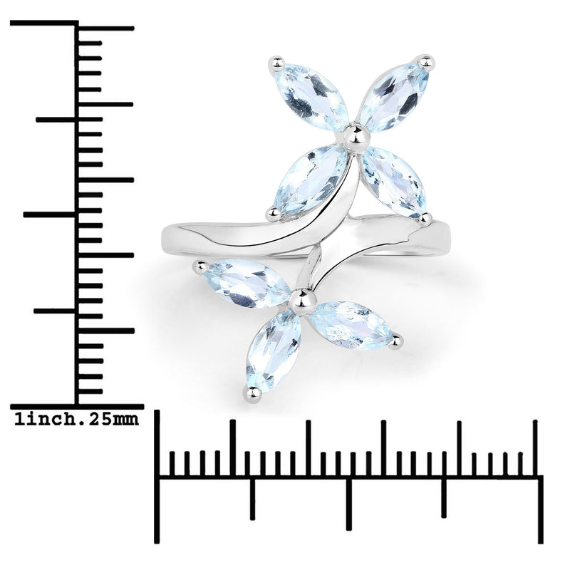 1.54 Carat Genuine Aquamarine .925 Sterling Silver Ring