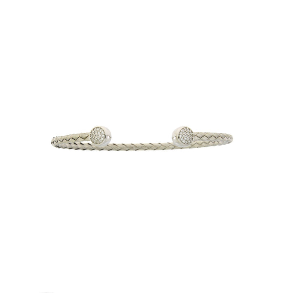 Natural Cubic Zirconium Bangle Bracelet Sterling Silver