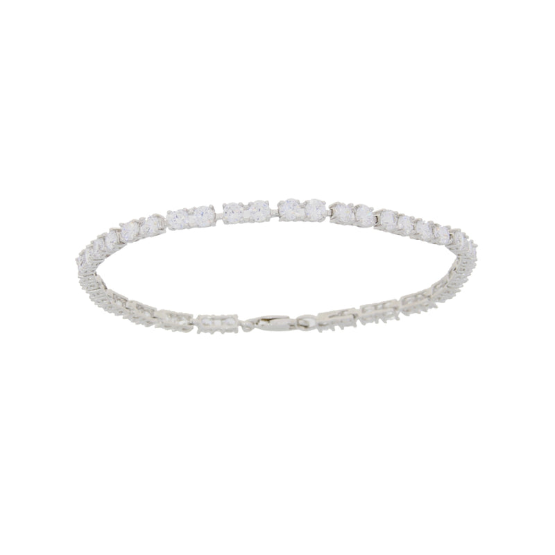 Genuine Cubic Zirconium Tennis Bracelet Sterling Silver