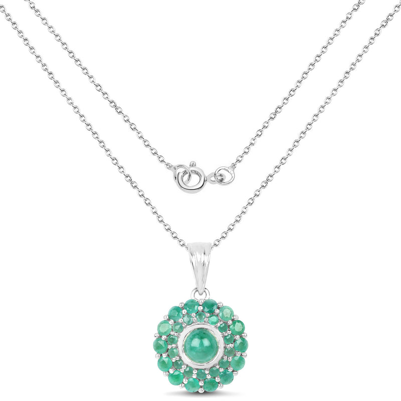 2.19 Carat Genuine Emerald .925 Sterling Silver Pendant