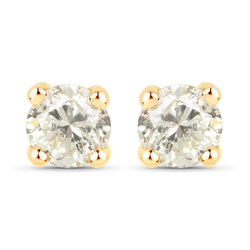 1.01 Carat Genuine LB Diamond 14K Yellow Gold Earrings