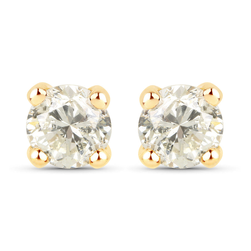 1.01 Carat Genuine LB Diamond 14K Yellow Gold Earrings